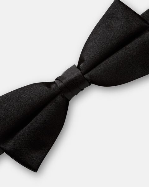 Silk Satin Bow Tie, Black, hi-res